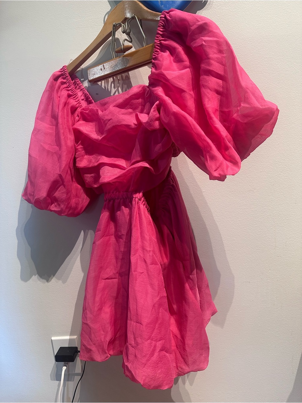 A New Day Hot Pink Puff Sleeve Mini Dress SIZE: Medium